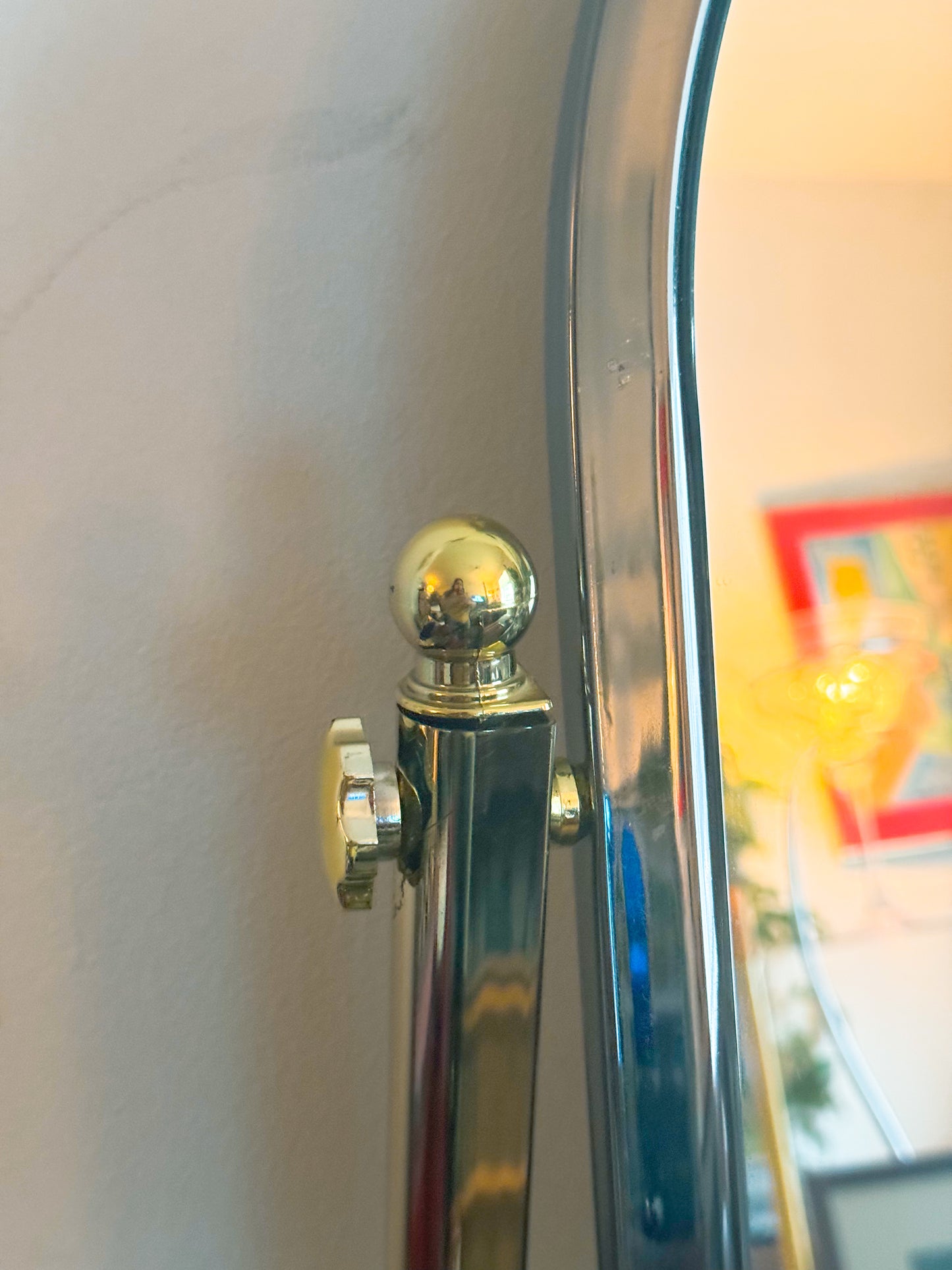 Vintage Chrome and Brass Vanity with Stool Set – 1980s