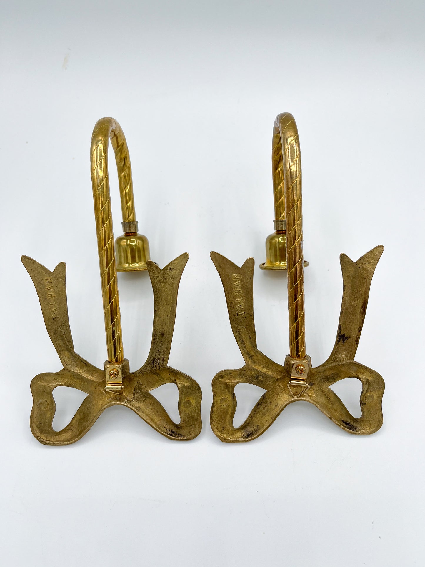 Vintage Brass Bow Wall Sconces