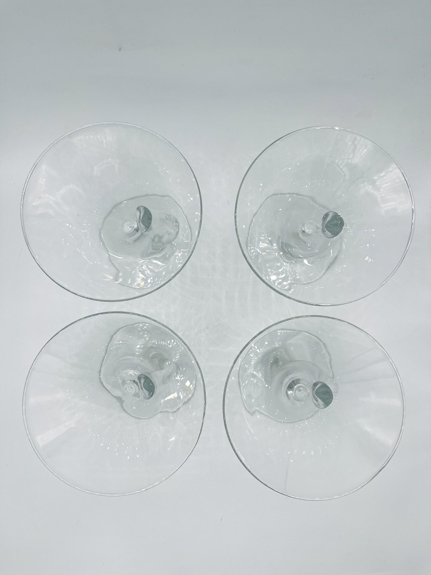 Vintage Curved Stem Martini Glasses – Mid-Century Set of 4