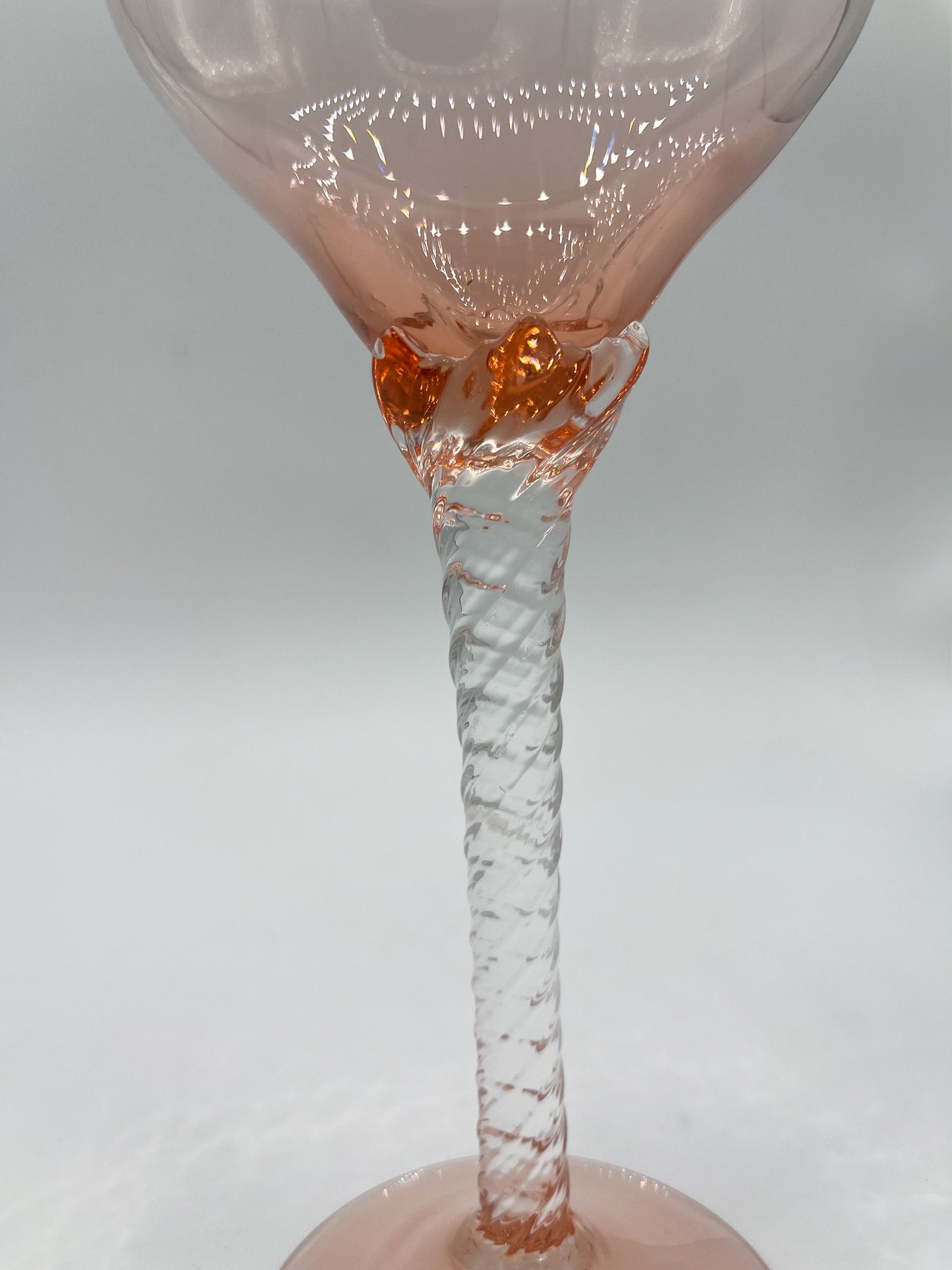 Vintage Martini Glasses Twisted Clear Stems 1960s