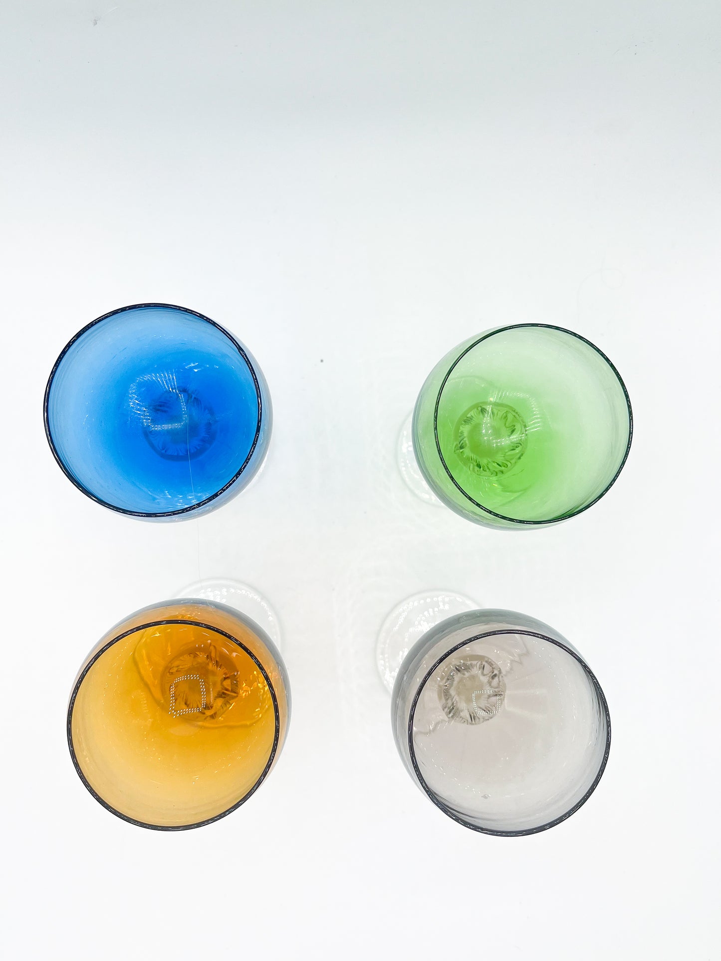 Vintage Twisted Stem Jewel-Toned Wine Glasses – Set of 4