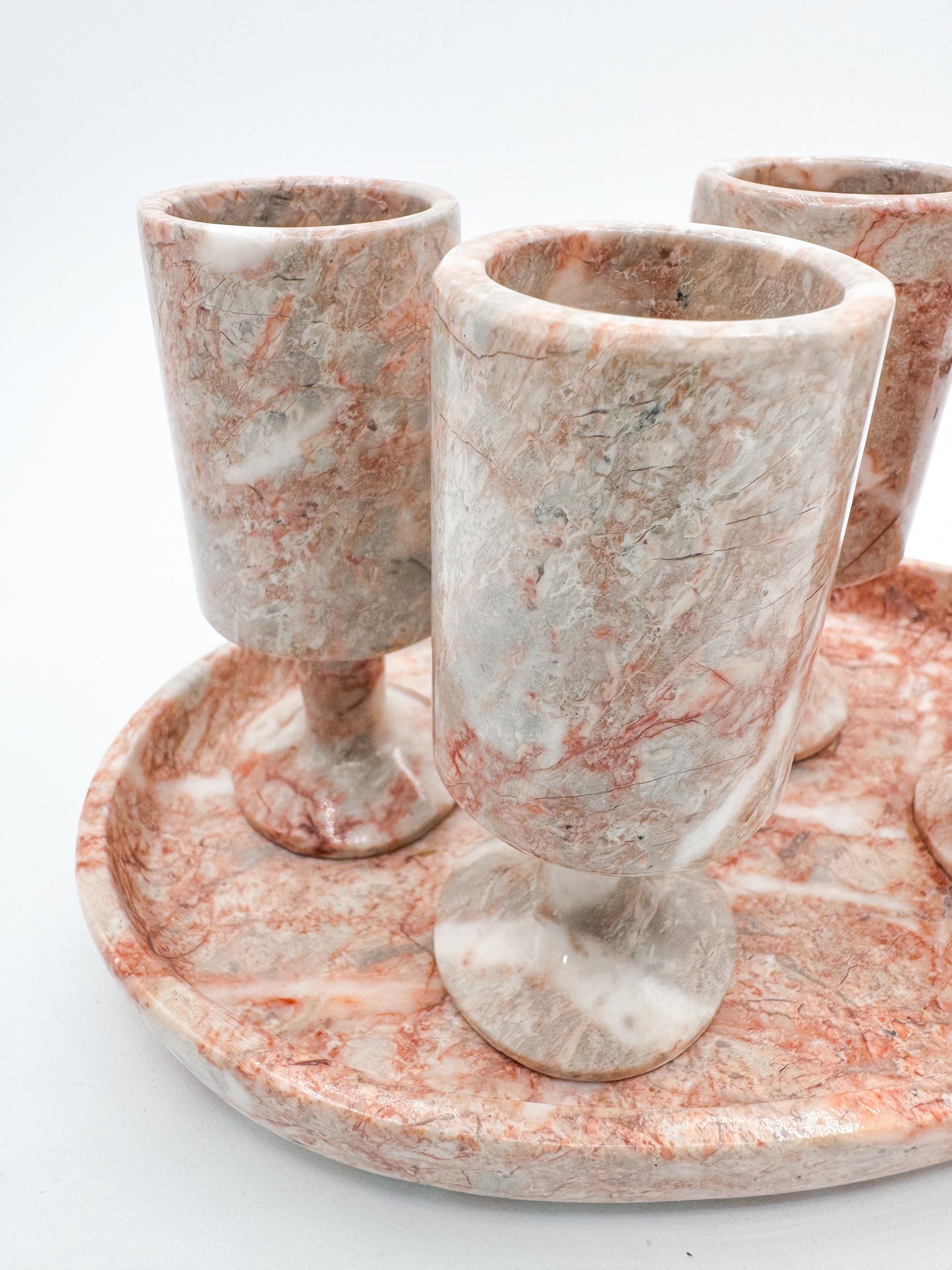 Pink Marble Barware Set Shot Glasses and Tray
