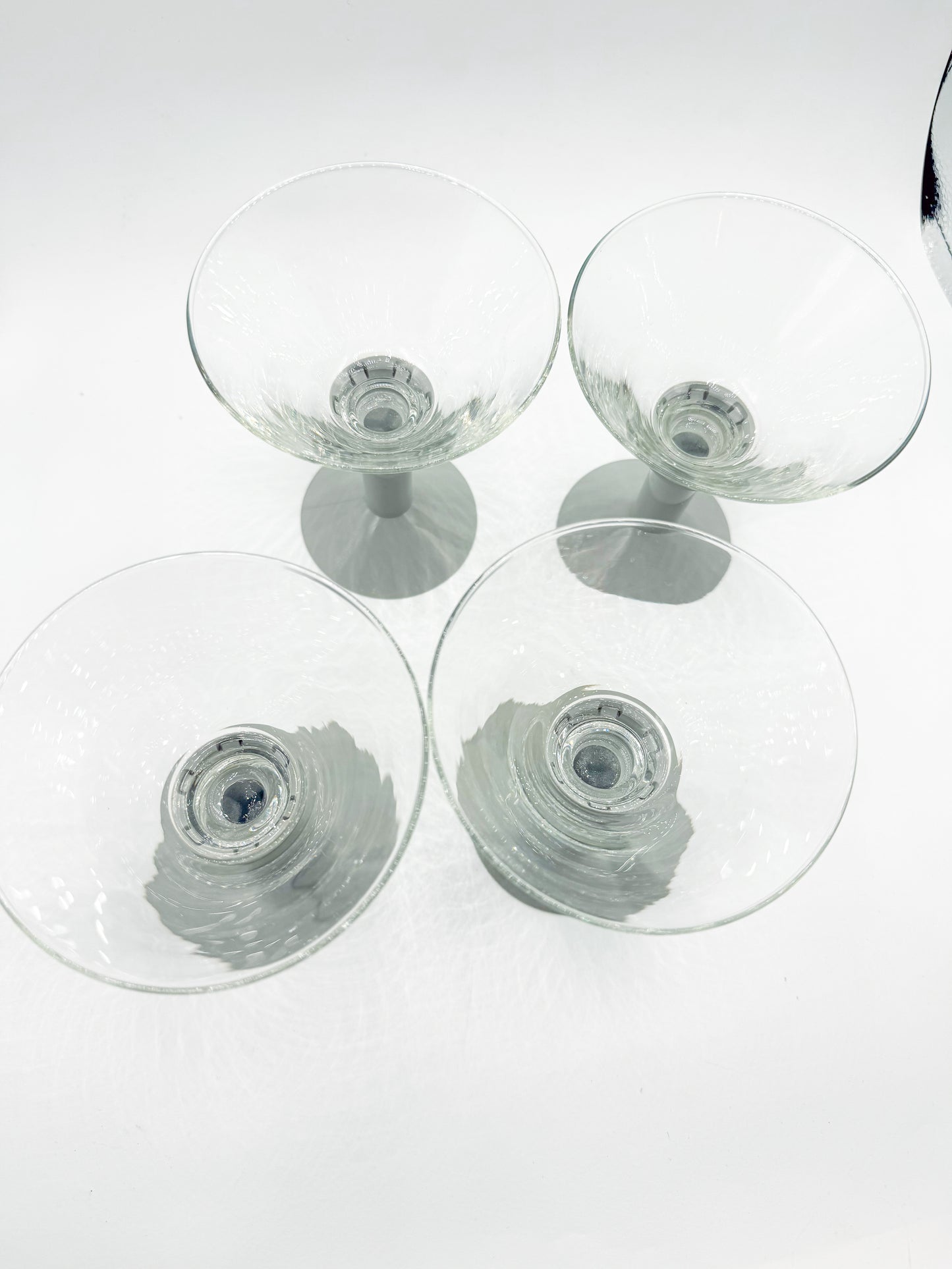 Set of 4 Vintage 1980s Bodum Oktett Grey Martini Glasses with Grey Plastic Bases