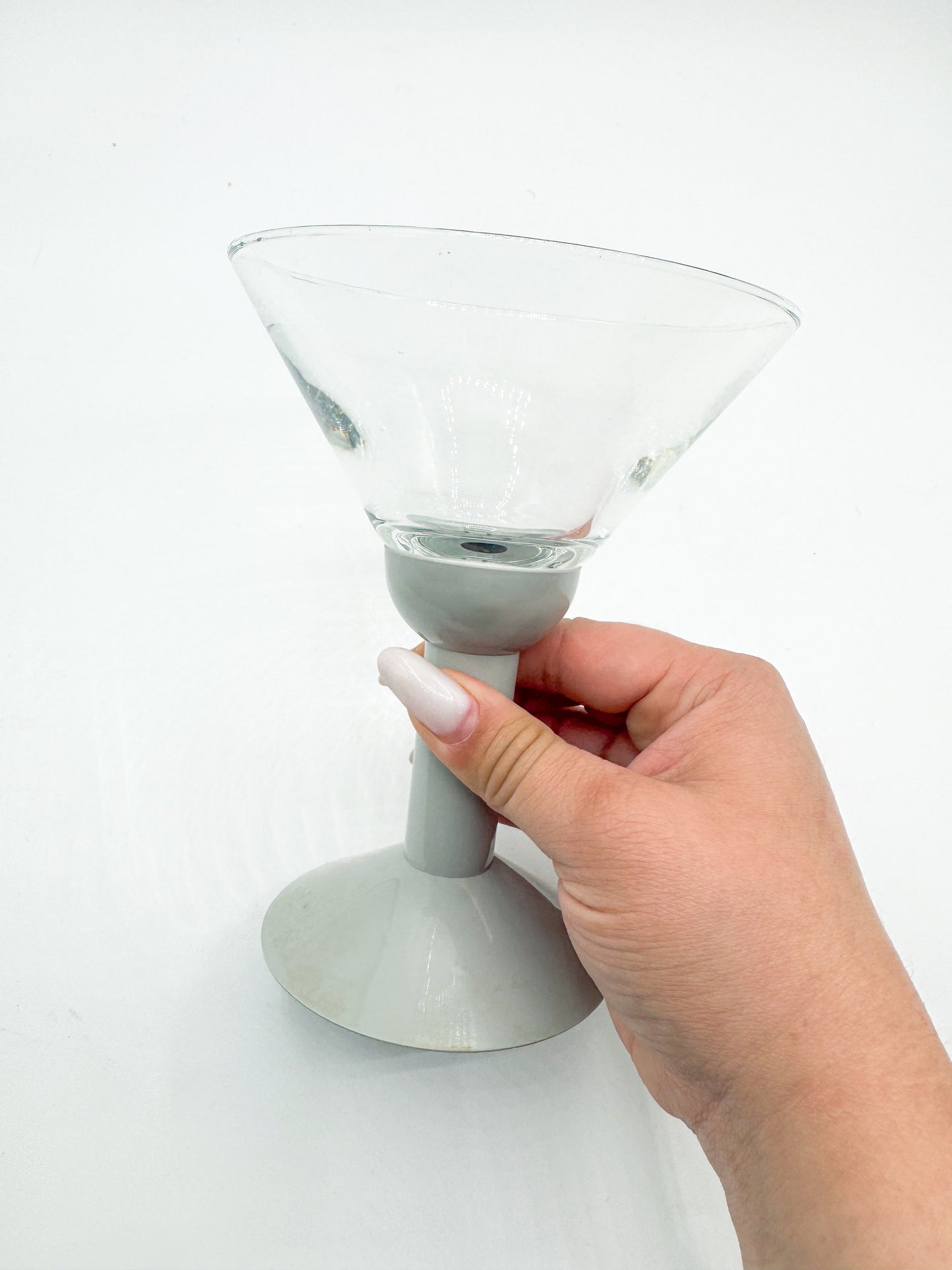 Set of 4 Vintage 1980s Bodum Oktett Grey Martini Glasses with Grey Plastic Bases