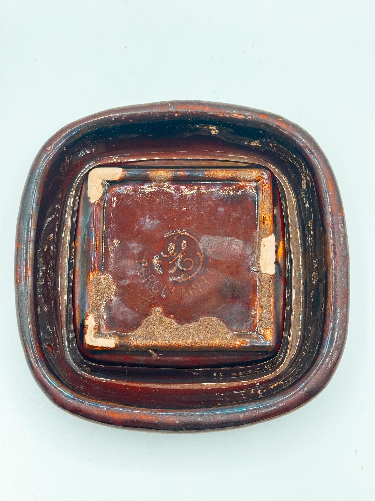 1970s Italian Chunky Brown Ceramic Ashtray with Iridescent Glaze