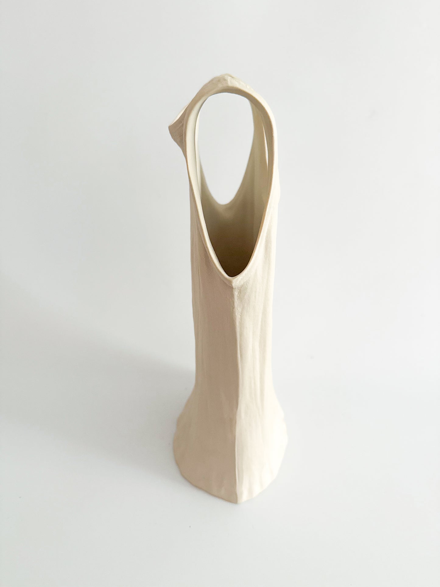 Large Michel Harvey Ceramic Tank Top Vase – Sculptural Quebec Art Pottery Canada
