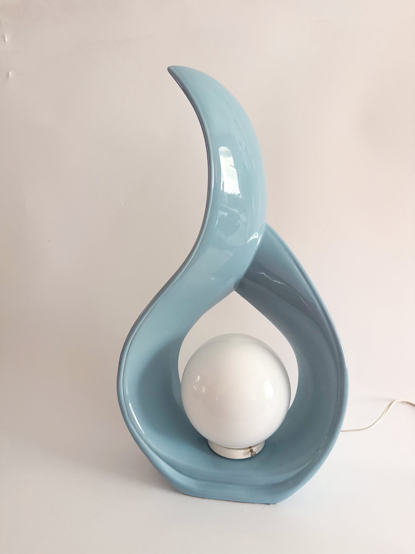 Sculptural Teardrop Table Lamp – Sky Light Blue – 1980s Postmodern Style