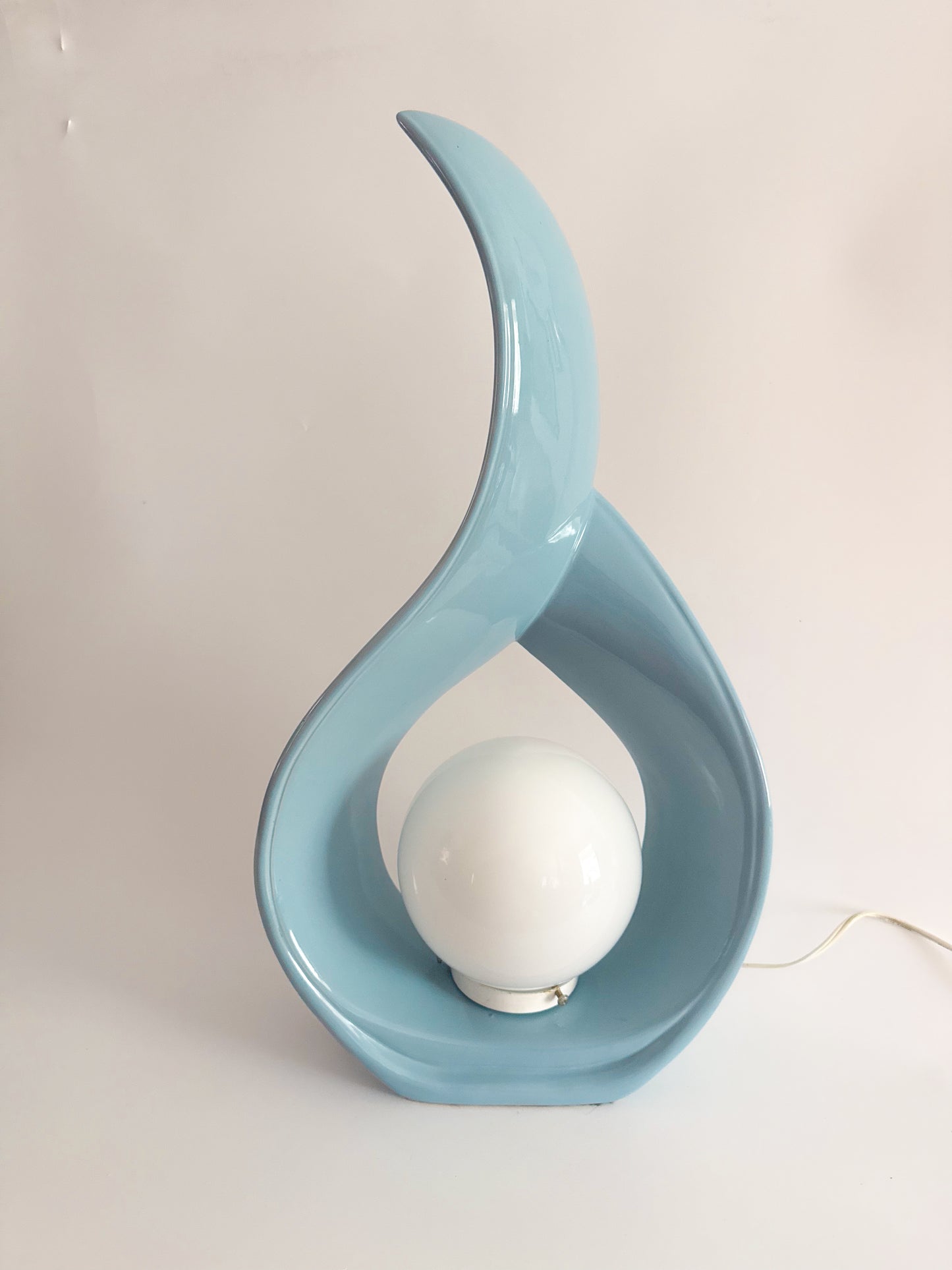 Sculptural Teardrop Table Lamp – Sky Light Blue – 1980s Postmodern Style