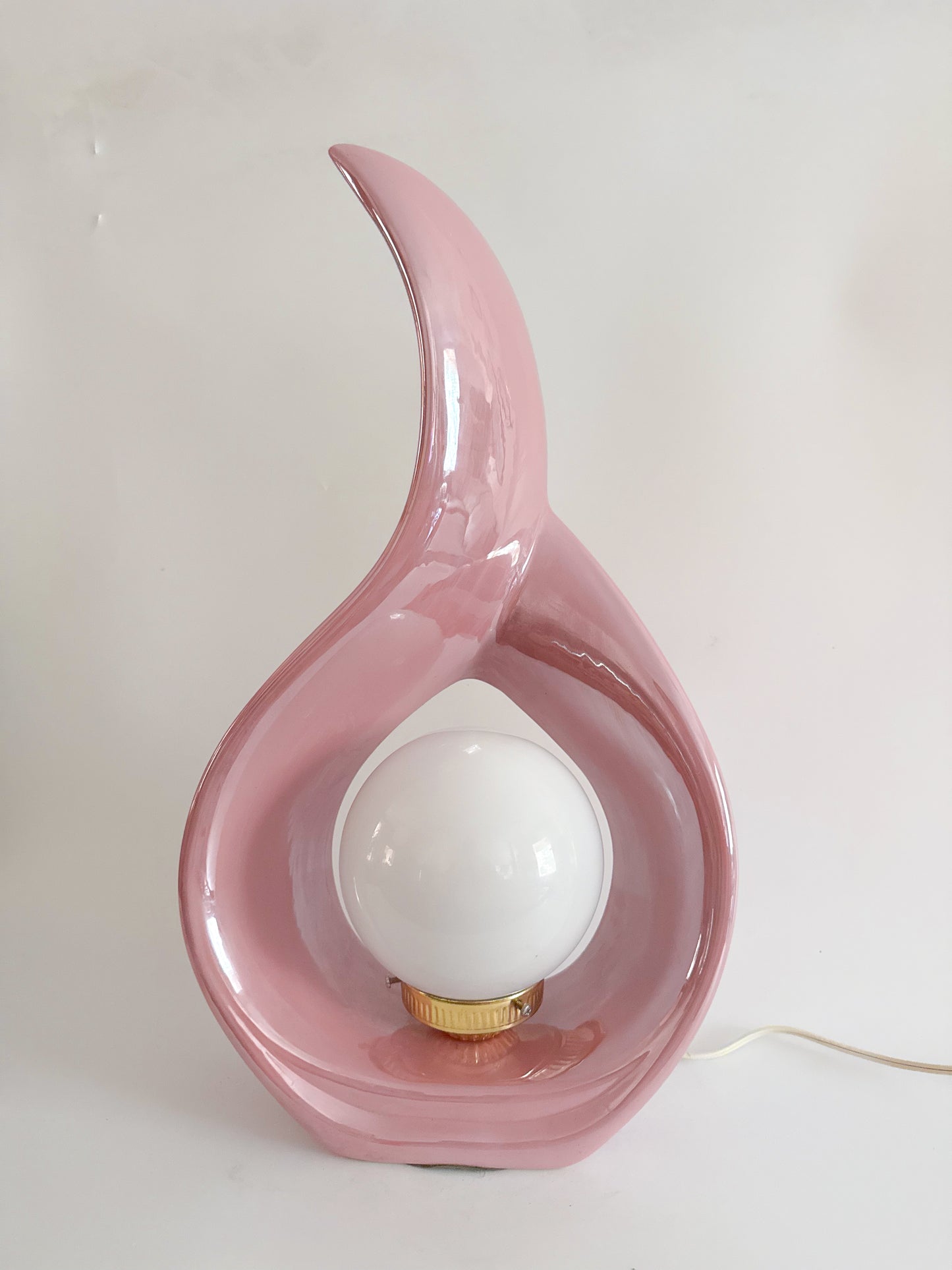 Sculptural Teardrop Table Lamp – Iridescent Rose Pink – 1980s Ceramic Lighting