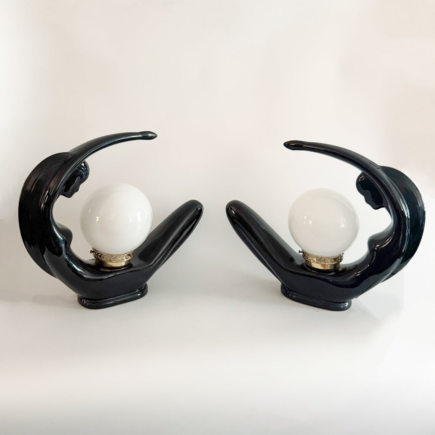 Art Deco Moon Lady Lamps 80s – Black x2