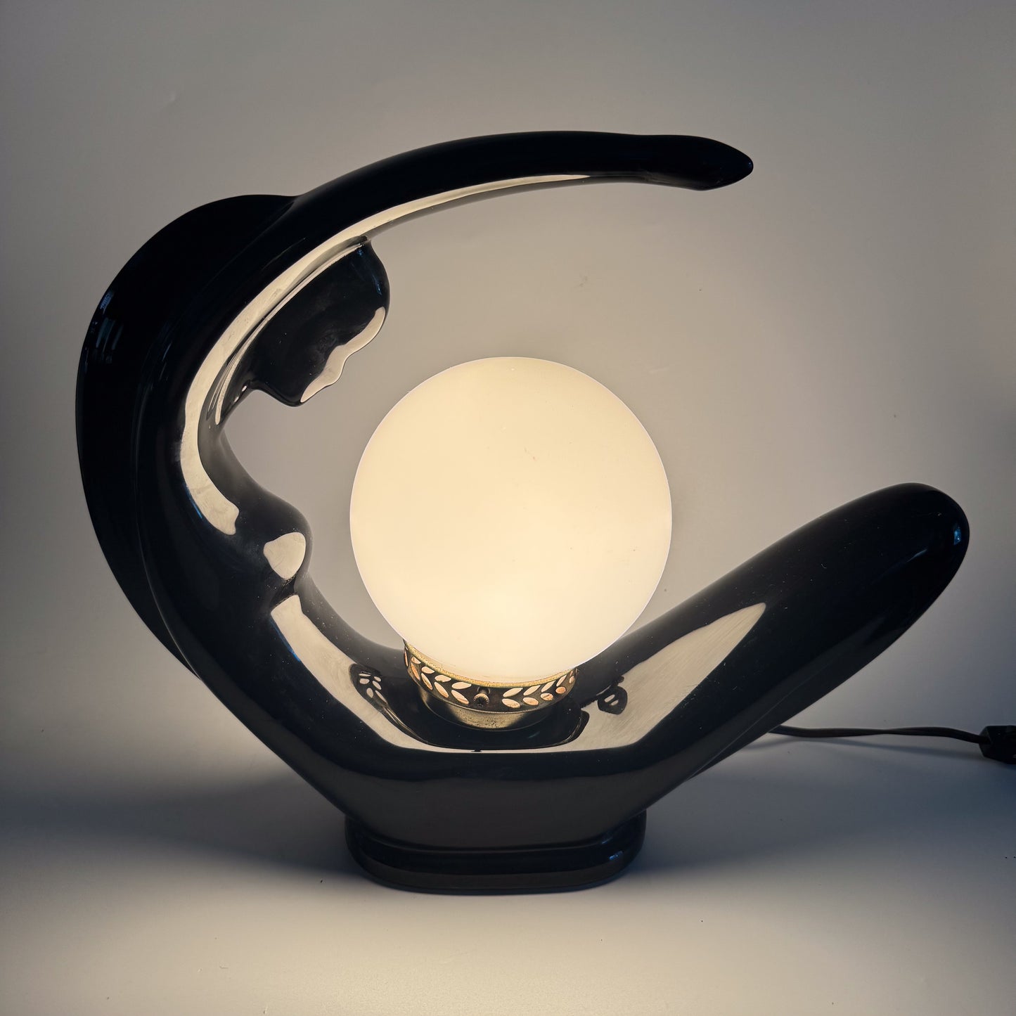 Art Deco Moon Lady Lamps 80s – Black x2