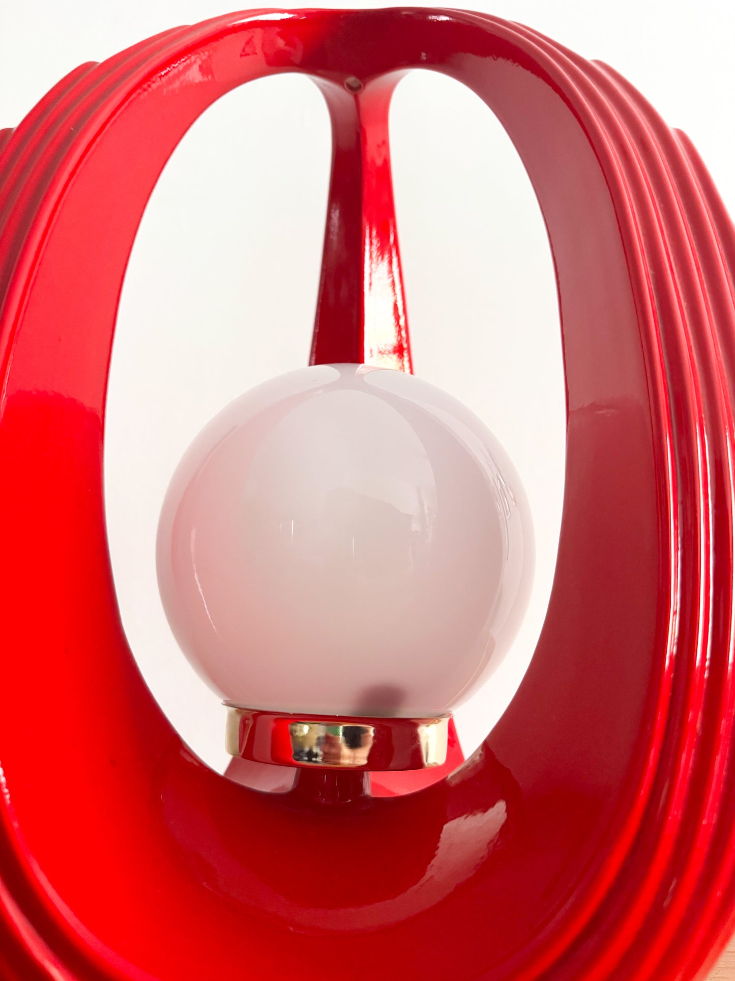 Pair of Red Space Age Sculptural Ceramic Table Lamps, Canada 1980s Post Modern