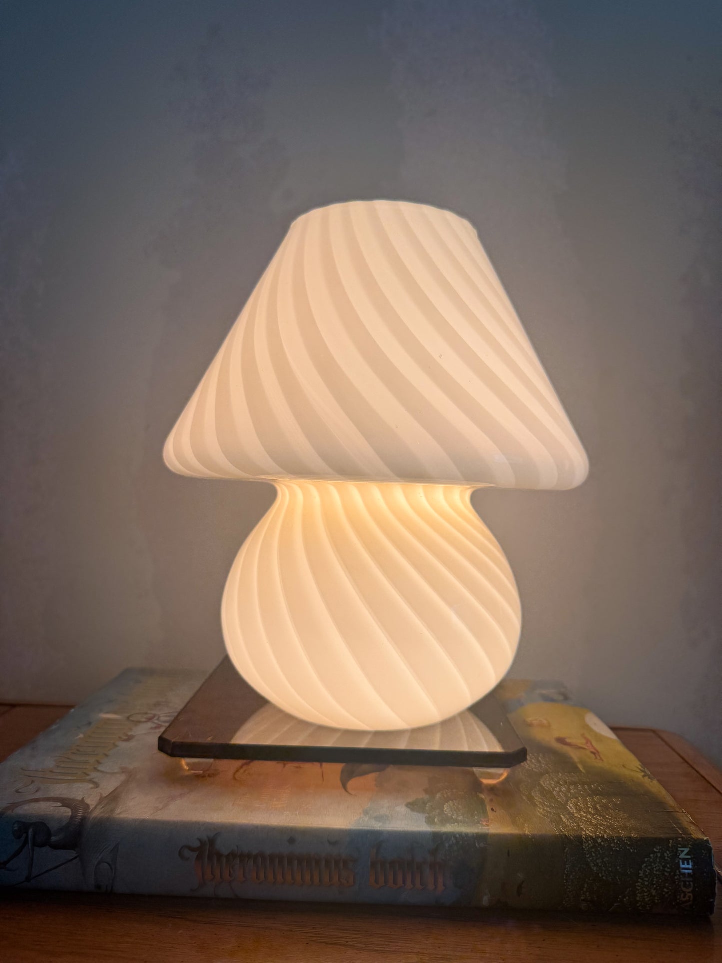 Medium Murano Lamp Butter Light Yellow Murano Vintage Swirl Glass Italian