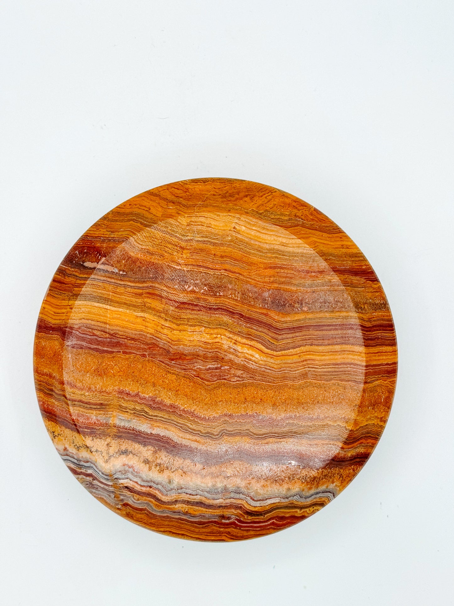 Large Brown Marble Onyx Swirl Ashtray - Cream Red Mid Century