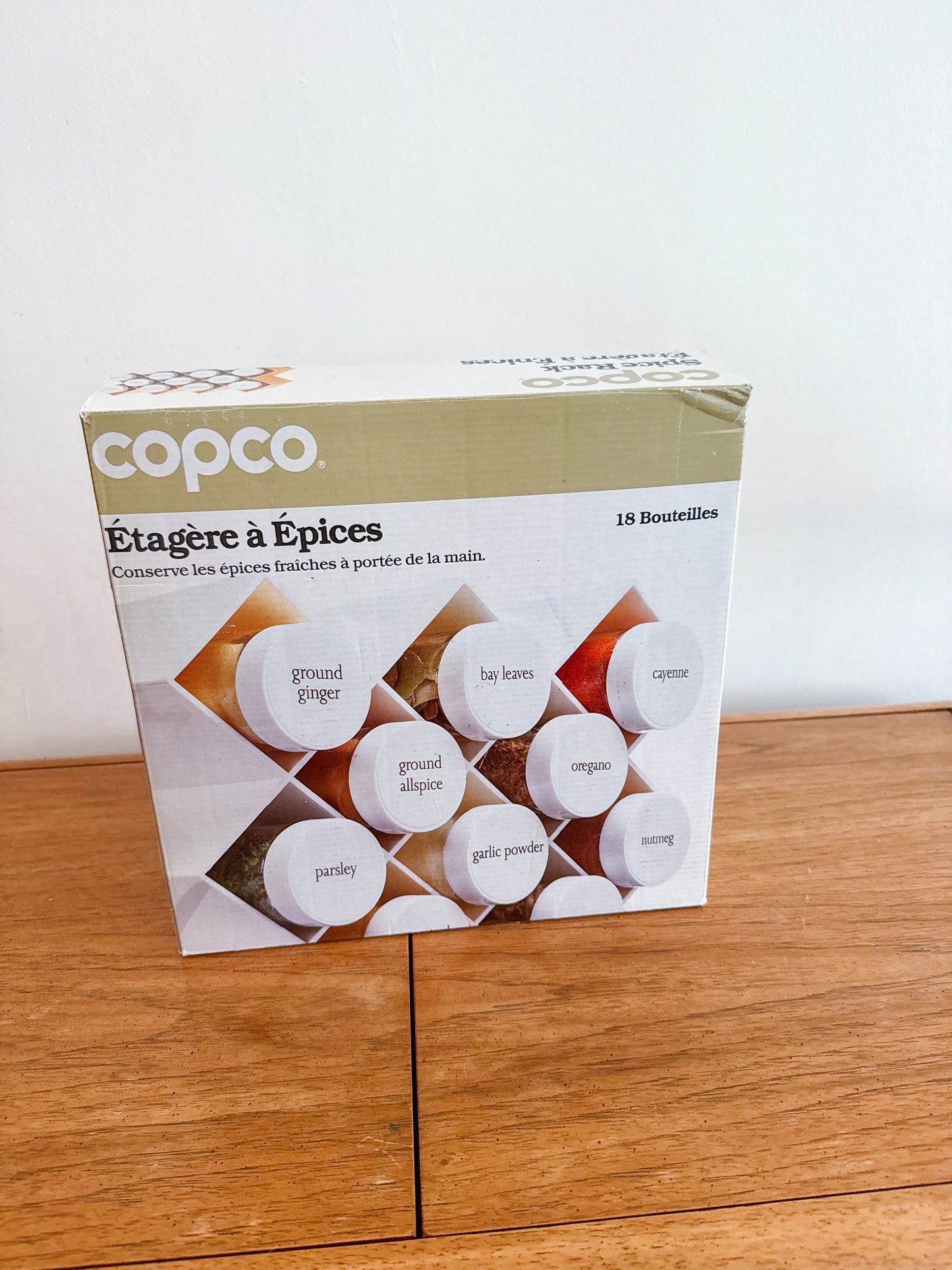 1980s Copco Postmodern Memphis Yellow Hanging Spice Rack New Old Stock Original