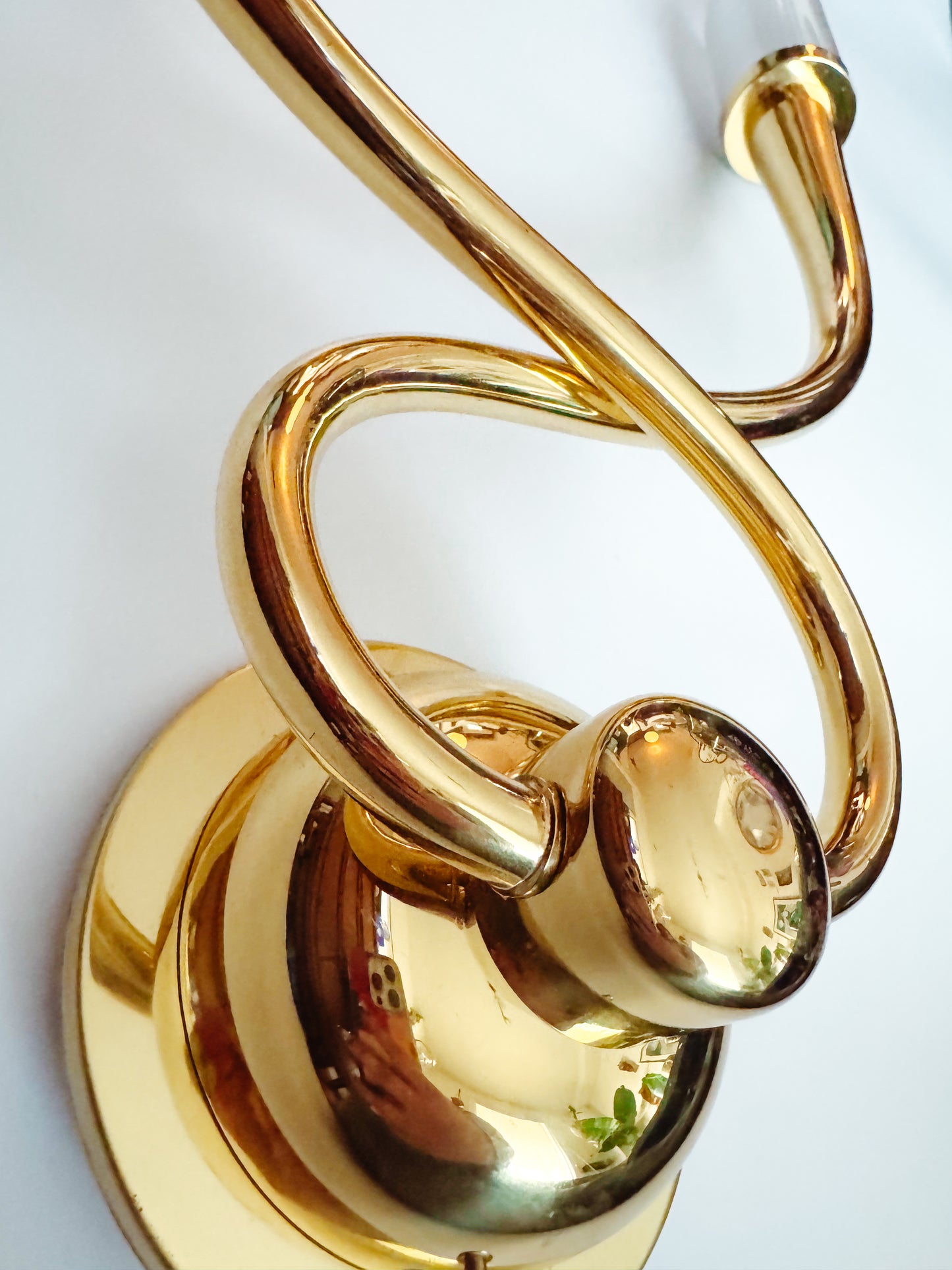 Hollywood Regency 4 Egoluce Wall Light Sconces, Brass, Glass, Italy, 1980s
