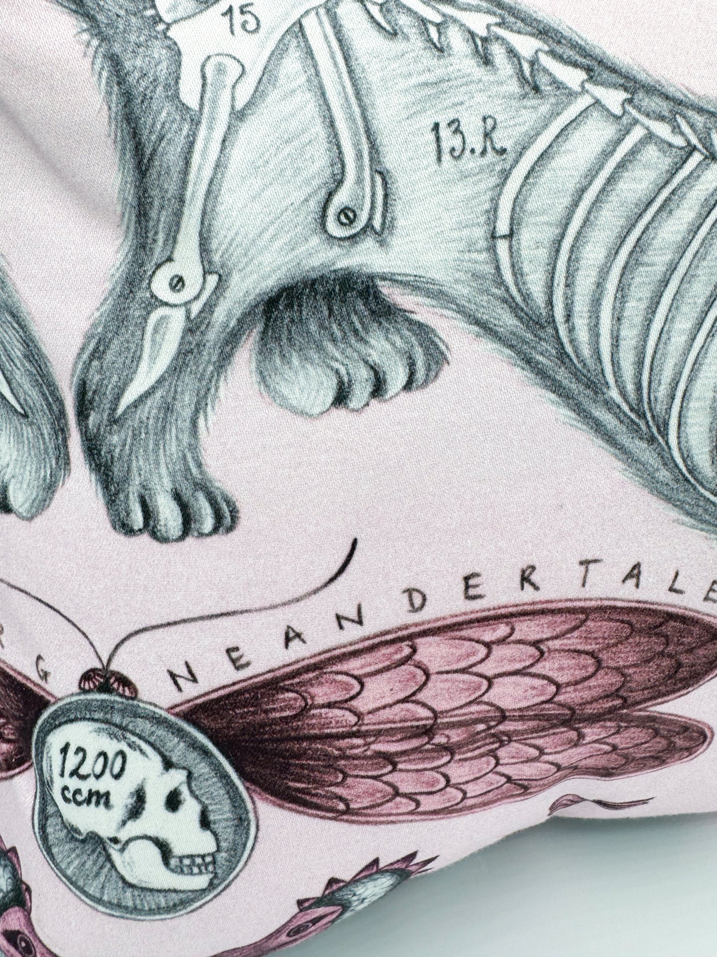 Pink & Black Ink Lion and Pink Velvet Pillow