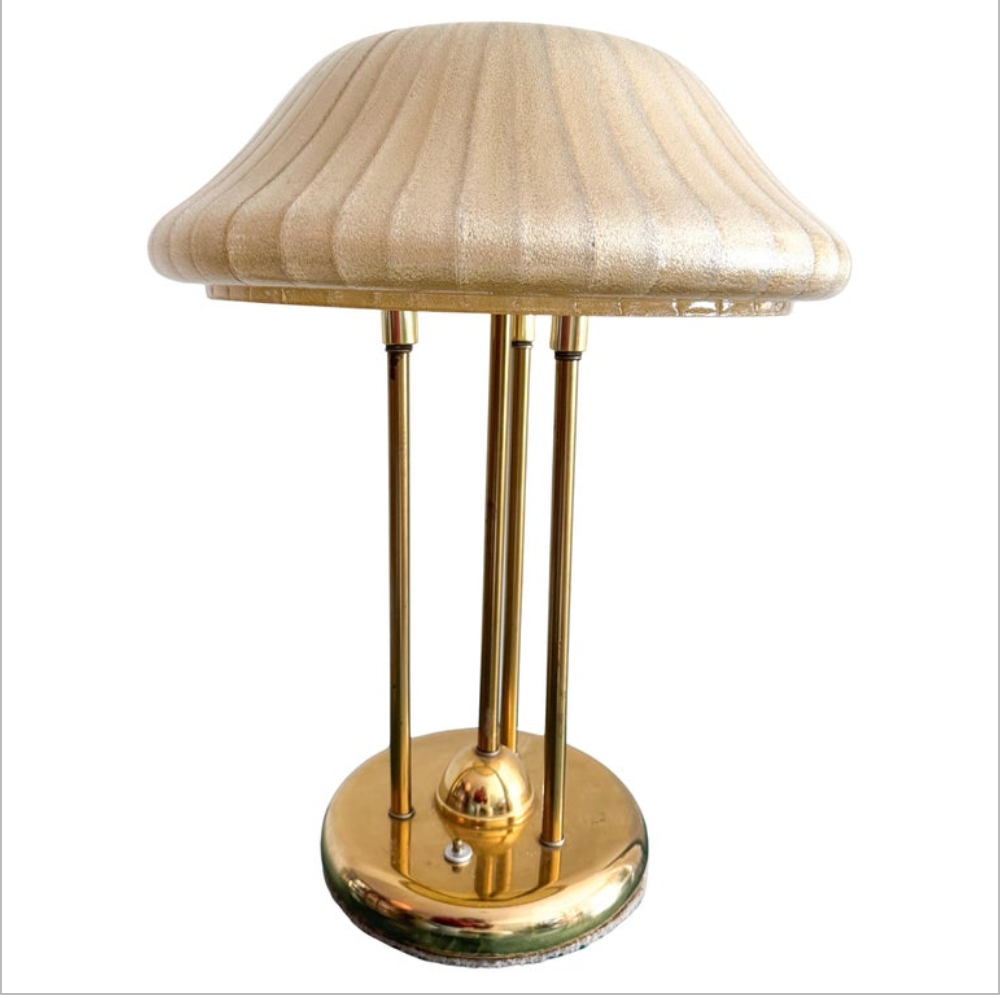Vintage 1970's Mushroom Brass Lamp Plastic