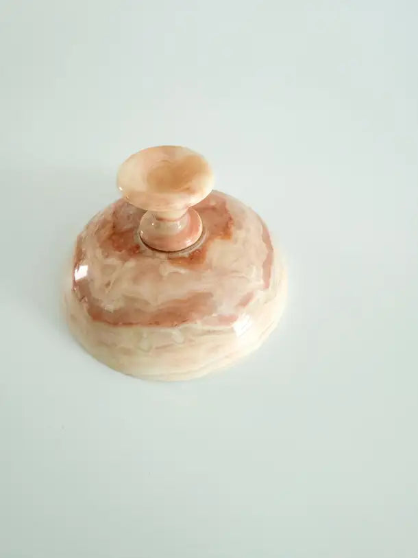 Vintage Pink Onyx Stone Pedestal Bowl