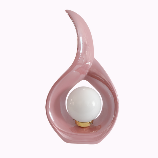 Sculptural Teardrop Table Lamp – Iridescent Rose Pink – 1980s Ceramic Lighting