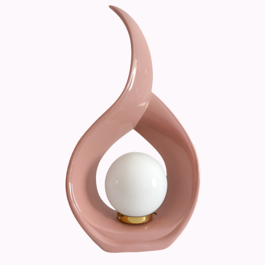 Sculptural Teardrop Table Lamp – Terracotta Blush – Vintage 1980s Decor