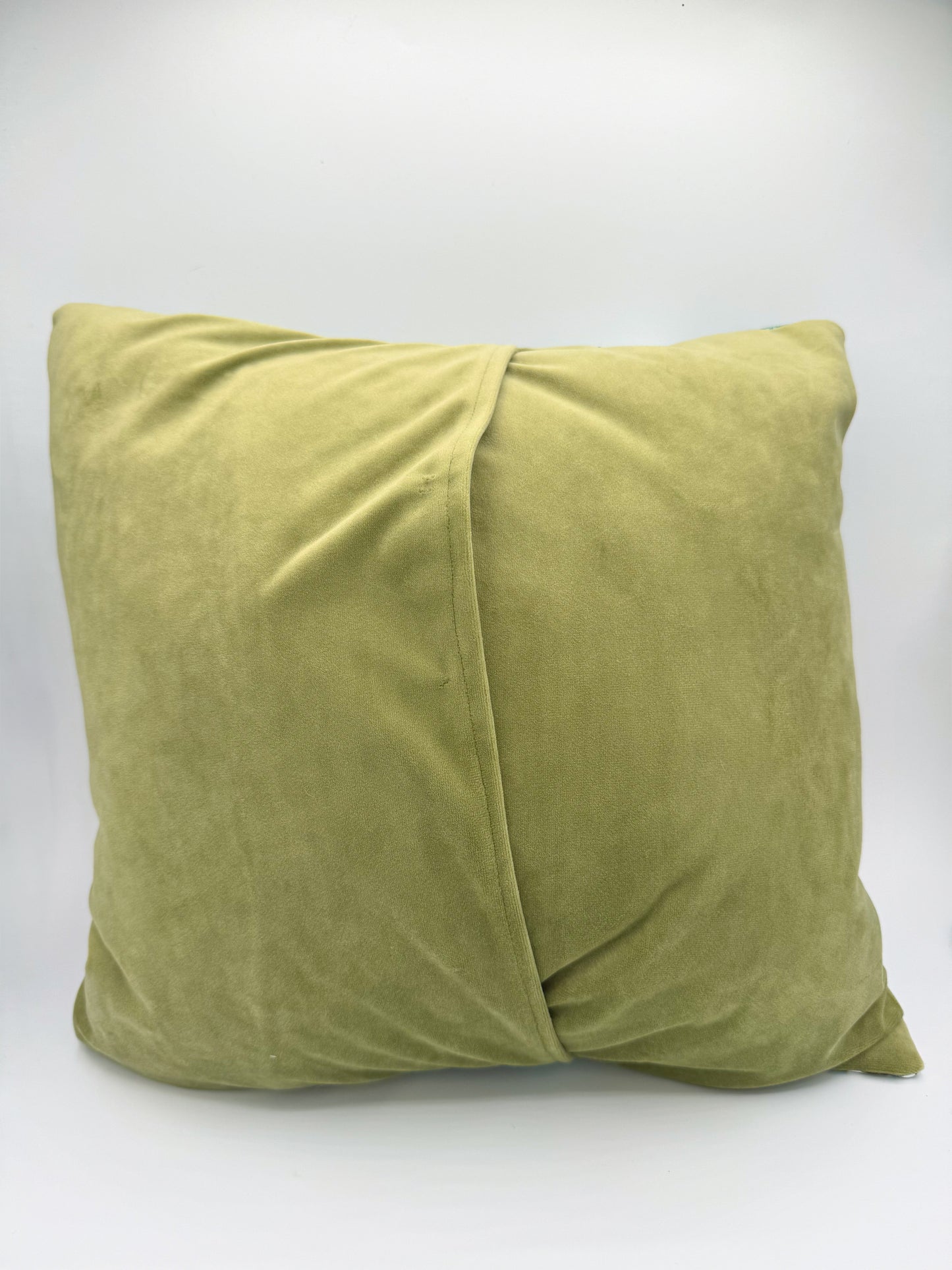 Green Birds Foliage & Light Green Velvet Pillow