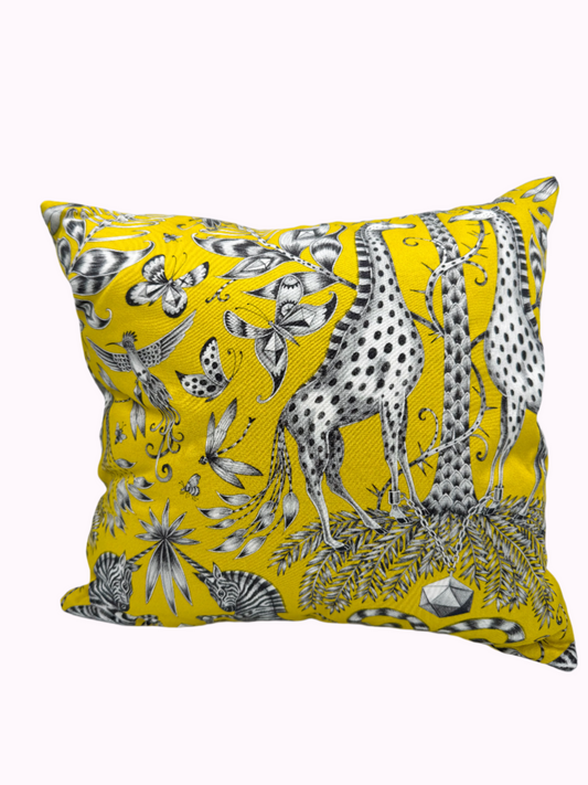 Safari Giraffe & Grey Velvet Pillow