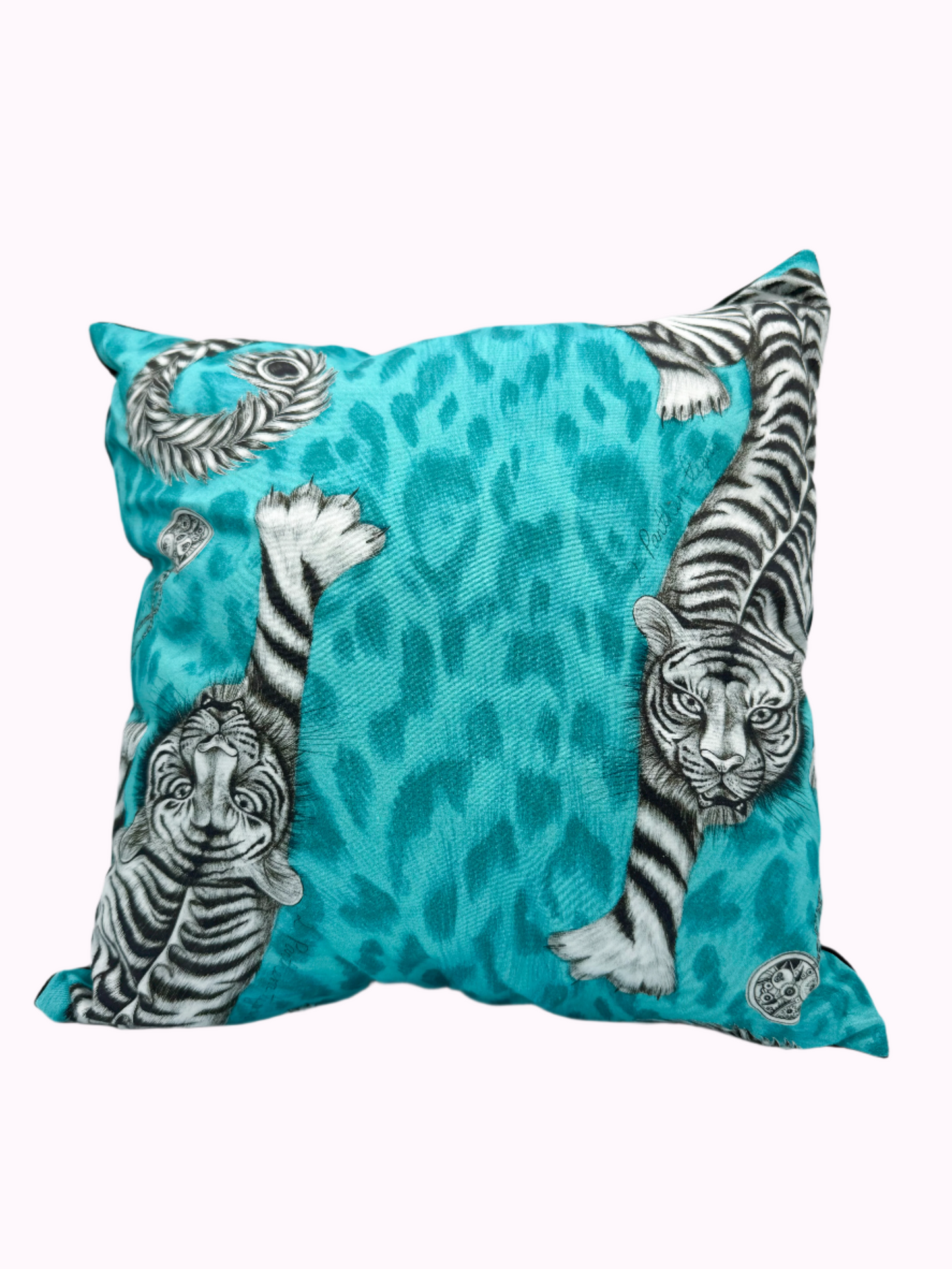 Tiger Duo & Grey Velvet Pillow