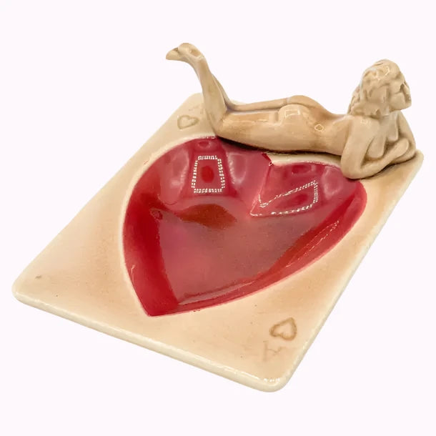 Pin-up Ceramic Deck Aces Heart Card Ashtray