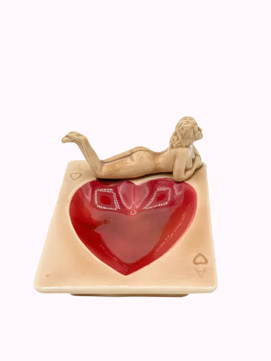 Pin-up Ceramic Deck Aces Heart Card Ashtray