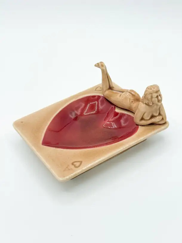 Pin-up Ceramic Deck Aces Heart Card Ashtray