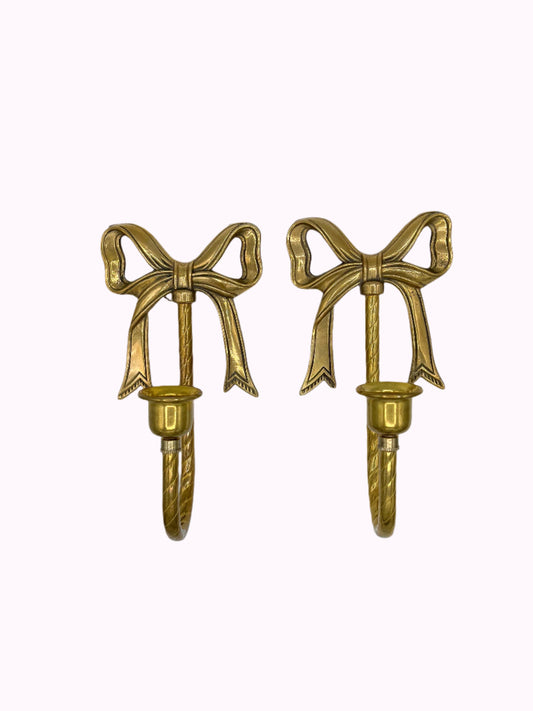 Vintage Brass Bow Wall Sconces