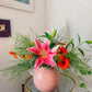 Large Vintage 1980s Bubblegum Pink Postmodern Celadon Sphere Vase by Haege