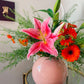 Large Vintage 1980s Bubblegum Pink Postmodern Celadon Sphere Vase by Haege