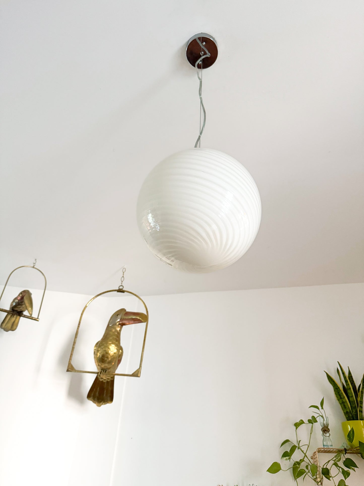 Italian Murano Sphere Globe Pendant Lamp