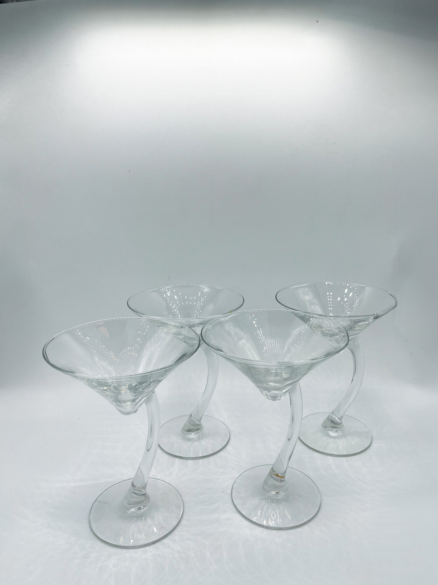 Vintage Curved Stem Martini Glasses – Mid-Century Set of 4