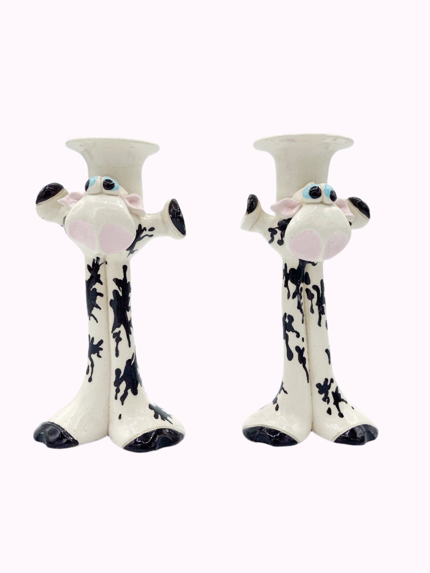 Pair of Vintage Cow Candle Holders