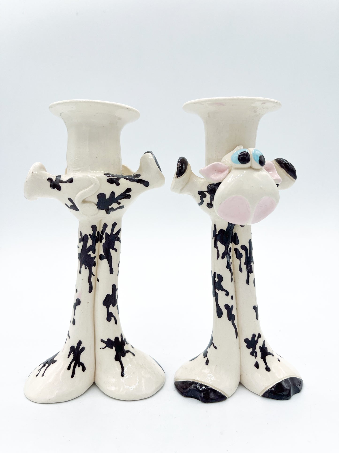 Pair of Vintage Cow Candle Holders