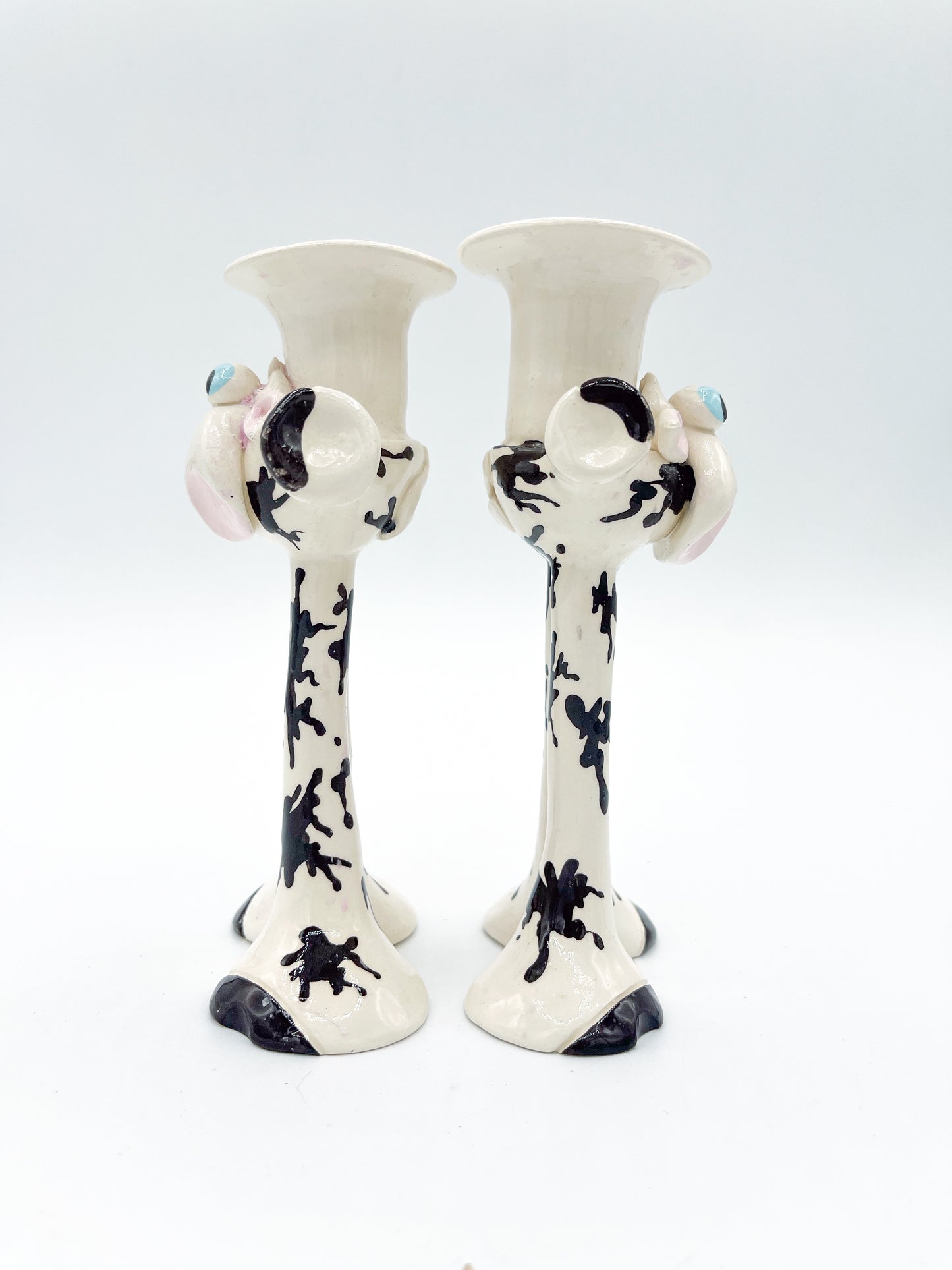 Pair of Vintage Cow Candle Holders