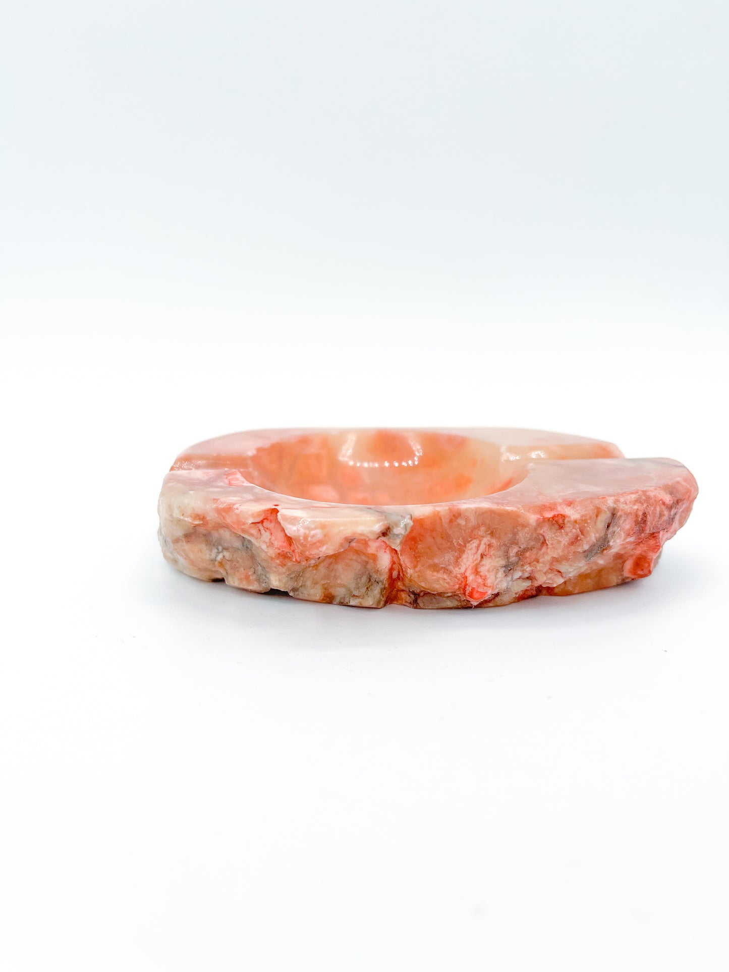 Mid Century Alabaster Ashtray Red Pink Orange