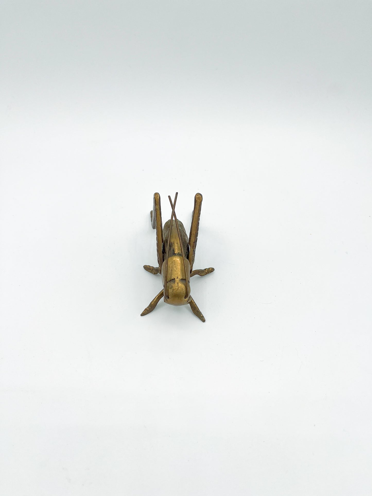 Vintage Solid Brass Grasshopper Figurine – Insect Paperweight