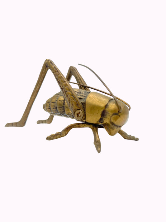 Vintage Solid Brass Grasshopper Figurine – Insect Paperweight