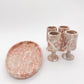 Pink Marble Barware Set Shot Glasses and Tray