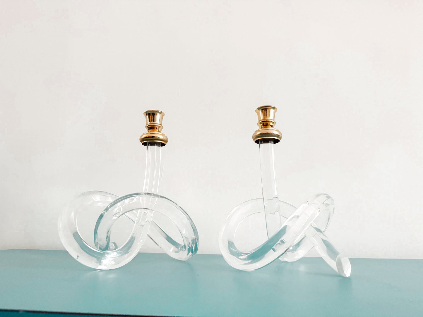 Pair of Lucite Candle Holders