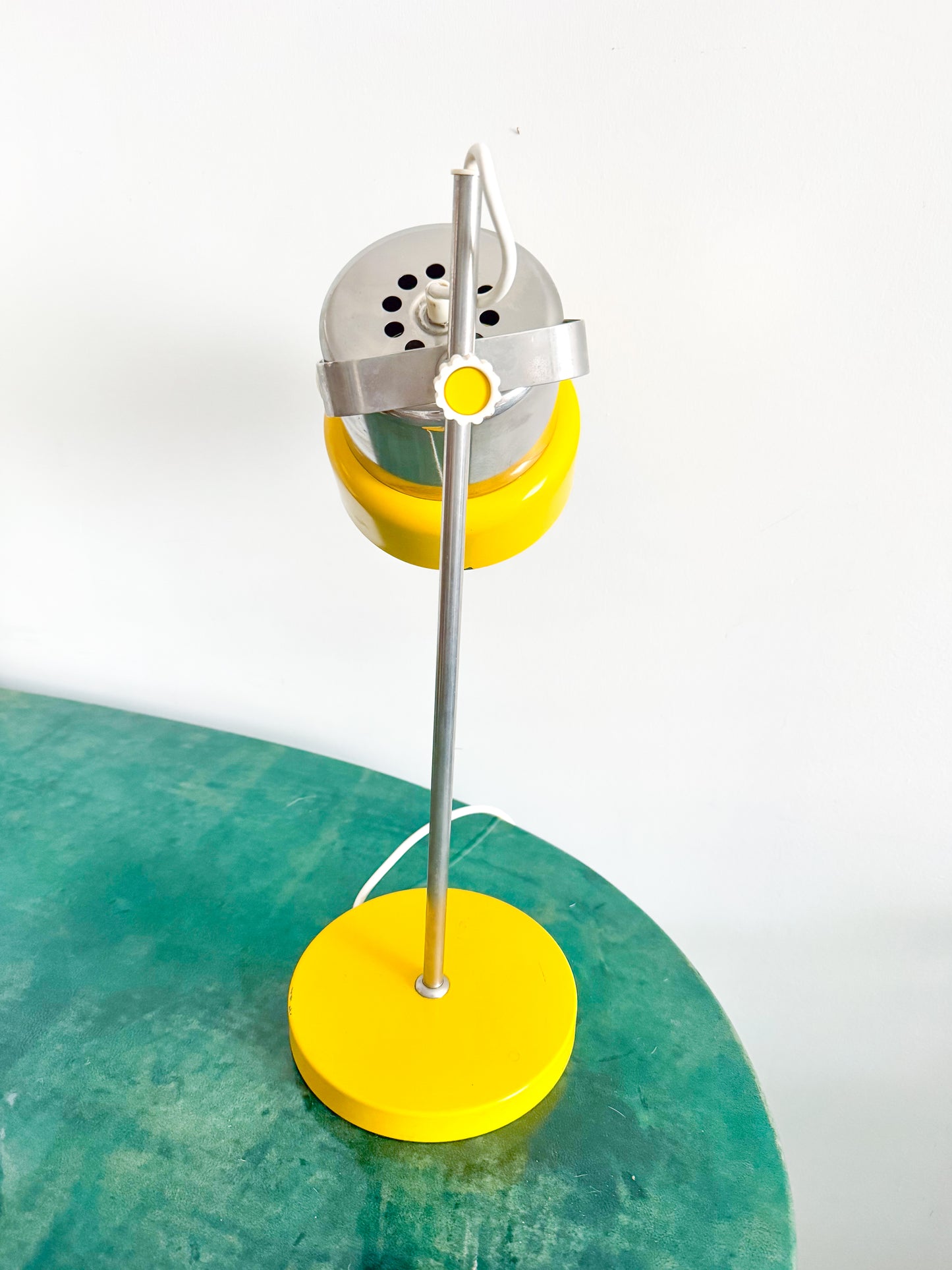 VEB Narva Adjustable Desk Lamp, East Germany, Yellow Chrome 1970s