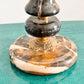 Pair of Black Marble and Brass Candelabra, Brecciated Stone Mid Century