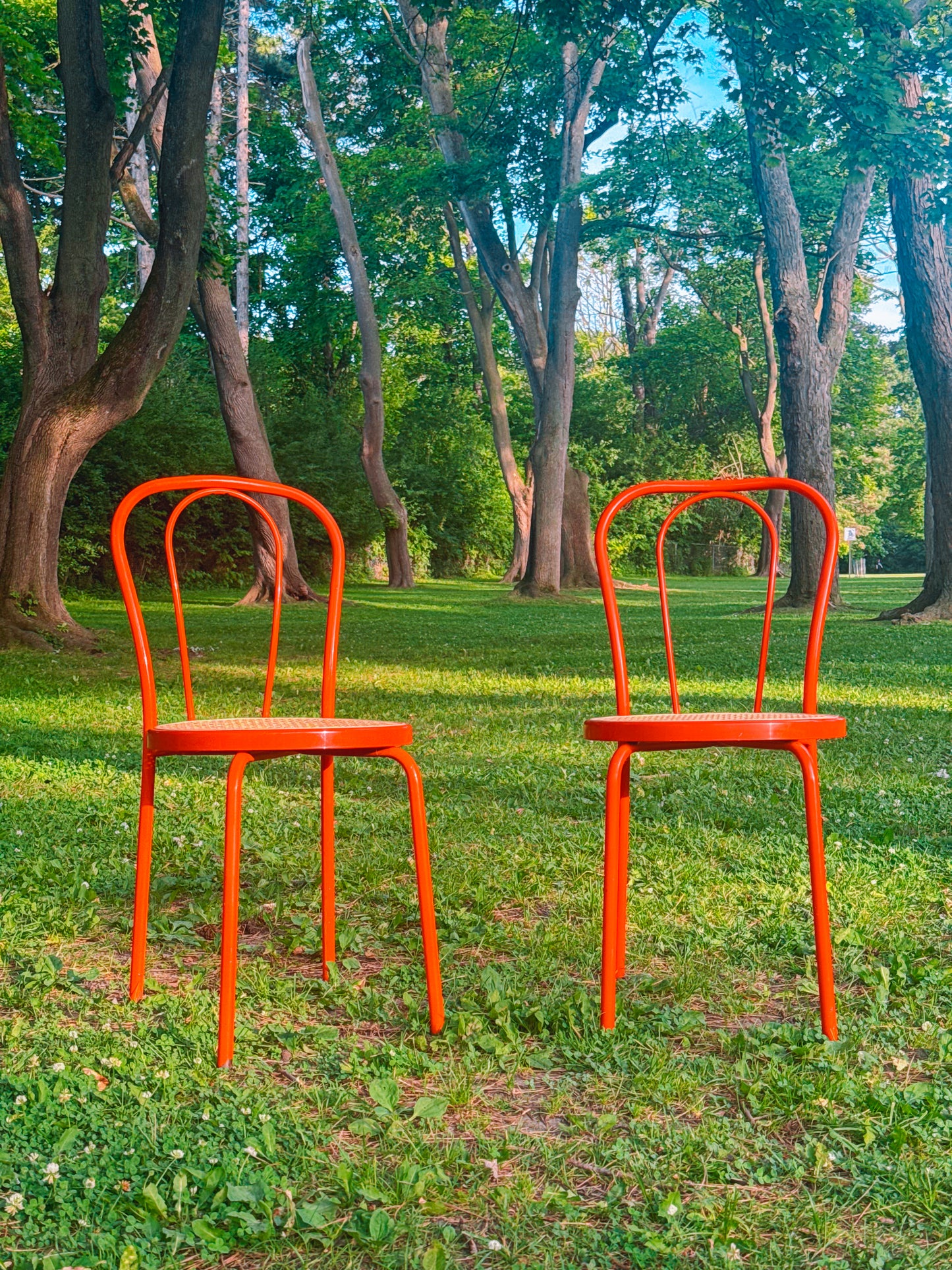 Pair of Italian Red Bistro Chairs, 1990s