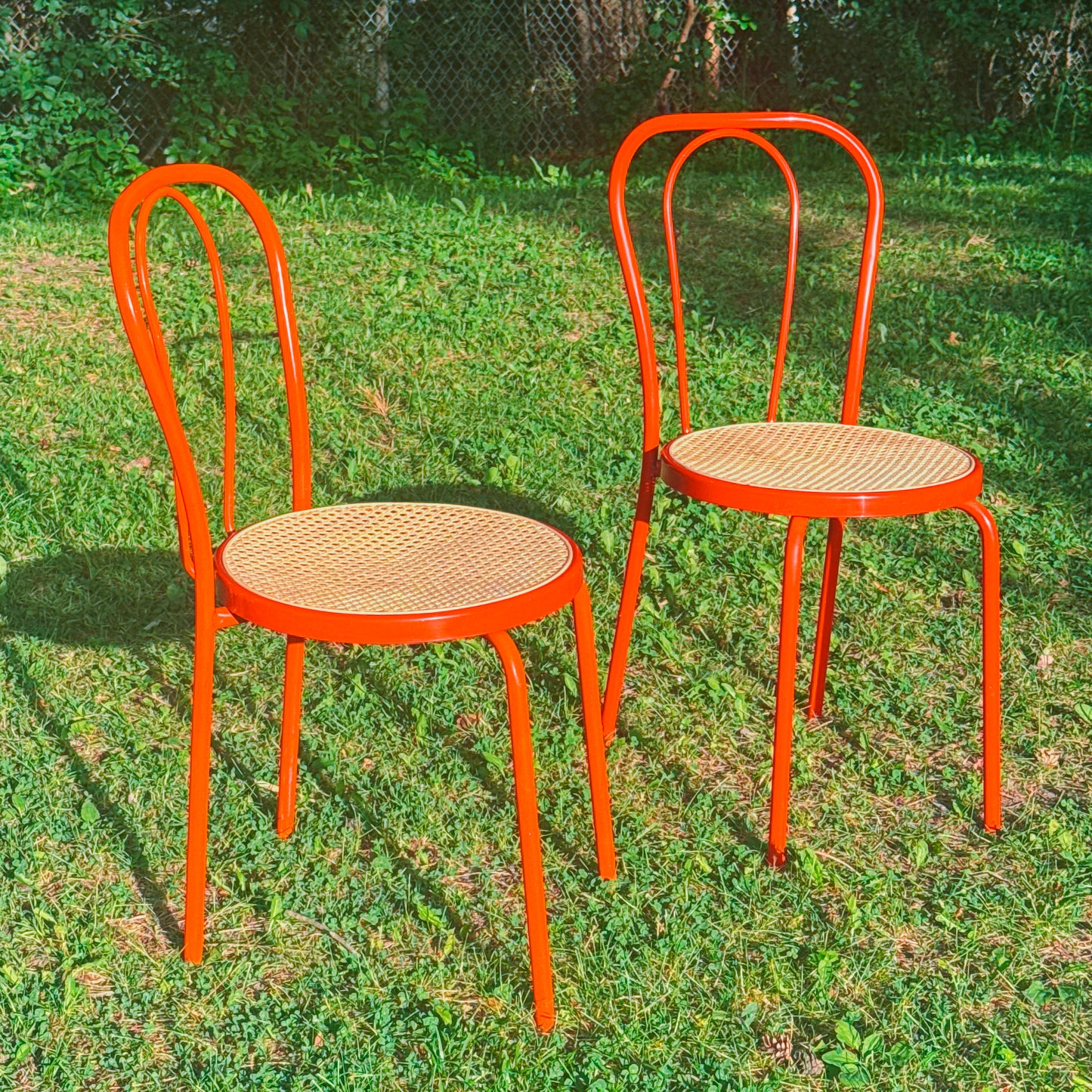 Pair of Italian Red Bistro Chairs, 1990s