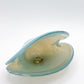 Murano Opalescent Blue Amber Shell Clam Glass Bowl Mid Century