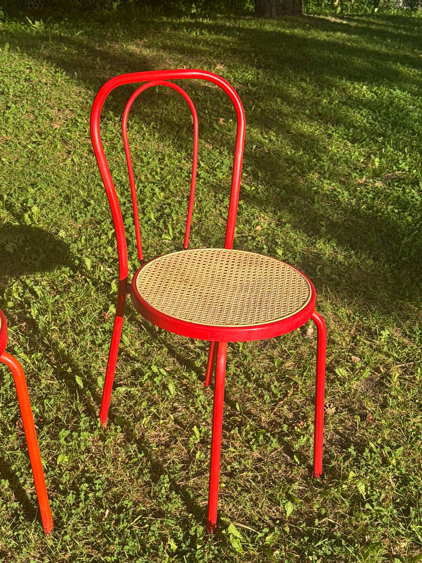 Pair of Italian Red Bistro Chairs, 1990s